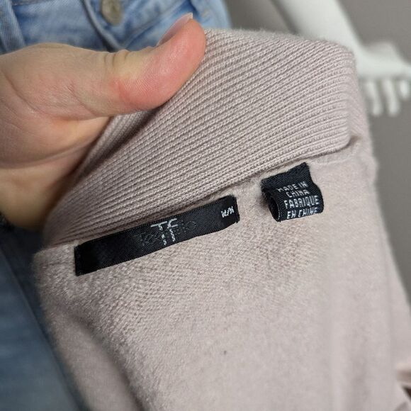 Teenflo cashmere vest taupe wrap sleeveless cardigan small - Picture 7 of 9